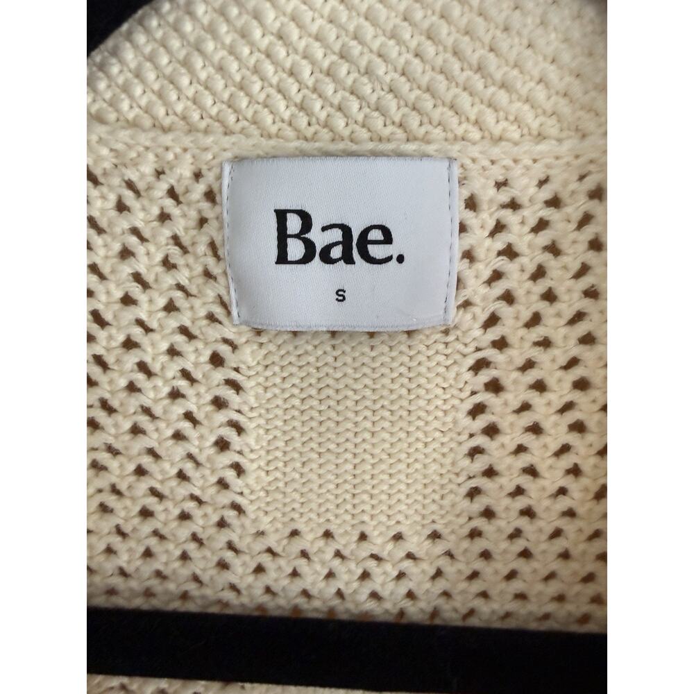 Bae. Maternity Open Knit 100% Cotton Button Up Short Sleeve Vanilla Dress Sz S - Picture 4 of 9